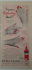 1949 red Dura-gloss fingernail nail polish vintage captivating hand manicure ad picture
