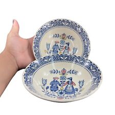 Johnson Brothers Old Granite Hearts and Flowers Ceramic Dish Bowl England 2 Pcs picture