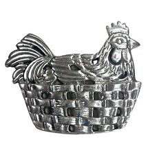 Arte Giancarlo Silver Tone Metal Chicken on a Basket Trivet picture