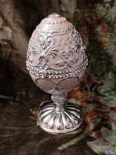 6.5” vintage musical Faberge egg Easter Bunny Enamel Pink unmarked picture