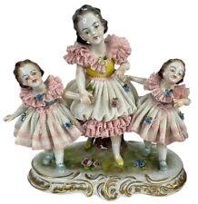 Dresden Volkstedt Lace Porcelain Three Little Girls Walking picture