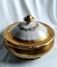 Vintage Rosenthal Chippendale Lidded Porcelain Bowl Gold Trim Floral Germany  picture