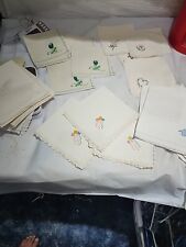 Vintage Mixed Lot 24 Embroidered Linen Napkins picture