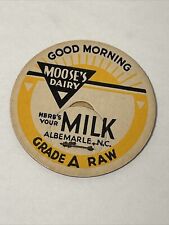 Vintage Moose Dairy Milk Bottle Cap Albemarle NC picture