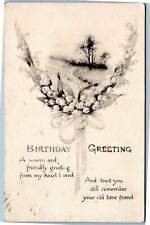postcard Birthday Greeting flowers ribbon Pink of Perfection Fairman Co picture
