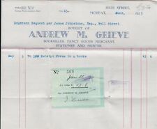 High St Moffat Andrew M. Grieve 1933 Receipt Form Books Invoice&Receipt Rf 39201 picture