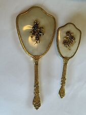 Vintage Gold Mirror Hair Brush Set Matson Stylebuilt Gold Rose vanity picture