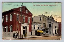 Catskill NY-New York, Little Wall Street, Banks, Vintage c1916 Postcard picture