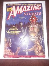 AMAZING STORIES Jan 1939 The Original I Robot By Eando Binder VG 4.0 1st App picture