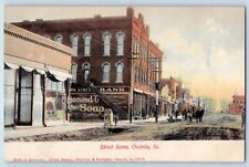 Osceola Iowa IA Postcard Street Scene Dirt Road State Bank Building Vintage picture