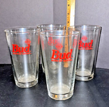FOUR BUDWEISER OFFICIAL PRODUCT BUD KING OF BEERS BAR GLASSES GLASS BUD LIGHT picture