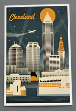 Cleveland, Ohio - Retro Skyline - Lantern Press Postcard picture