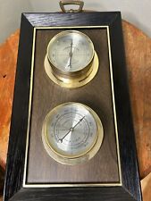 Vintage SPRINGFIELD Weather Station Temp, Barometer Made in USA MCM Faux Wood picture