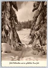 Postcard RPPC Germany Merry Christmas Snow-Covered Pines c1963  10D picture