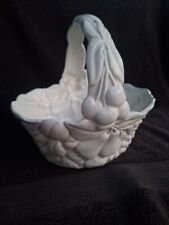 Vintage Porcelain White Fruit Basket, Made in Italy   10 3/8