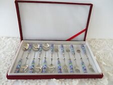 Vintage, Silver, Enamel, 6 Spoons, 6 Forks, Original Box, SEOUL KOREA,  NOS picture