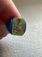 VINTAGE 1960'S VARI-VUE PREMIUM NOVELTY BLUE FLICKER RING GIRL PLAYING WITH DOG picture