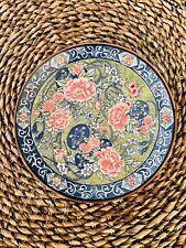 Vintage Toyo Japan Decorative 13” Plate Porcelain Blue And Pink picture