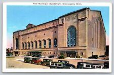 Minneapolis Minnesota~New Municipal Auditorium~c1920s Autos~Vintage Postcard picture