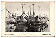 Antique Two Famous Old Whalers, Barks Rousseau & Desdemona, New Bedford, MA Post picture
