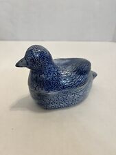 Vintage Ceramic Unbranded Blue And White Bird Trinket Box/Dish picture