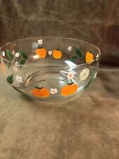 Vintage Williams Sonoma Hungary Hand Painted Glass Bowl Vase Oranges Design  picture