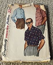 Vtg 1954 Simplicity Pattern #4981 Men's 2 Sleeve Shirt picture