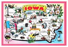 Iowa Hawkeye State Waterloo Mason City Fort Dodge Unposted Chrome Postcard picture