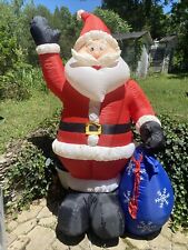 7Ft Waving Santa w/ Gift Bag Lighted Christmas Airblown Inflatable picture