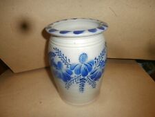 2008 Blue Flower Decorated Stoneware Crock Eldreth Pottery Strasburg Oxford PA picture