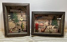 Vintage Fishing Diorama AND Hunting Diorama Shadow Box 3D Mancave - Set Of 2 picture