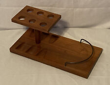 Vintage DUK-IT Wooden 6 Pipe Holder Stand Rack Genuine Walnut Wood McDonald USA picture