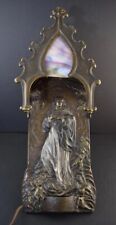 ANTIQUE AUSTRIAN BRONZE HOLY WATER FONT w/SLAG GLASS LAMP~SIGNED ALFONZO TITZE picture
