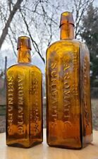 Antique Yellow Amber Udolpho Wolfes Schiedam Aromatic Shnapps SMALL Size Bottle picture
