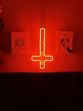 17''x14'' Red Upside Jesus Cross Acrylic Handmade Neon Sign Light Wall Decor picture