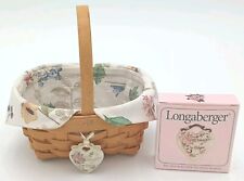 NWOT Longaberger 1999 Horizon Of Hope ACS Basket Plastic & Cloth Liners & Tie on picture