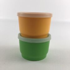 Vintage Tupperware Mini 4oz Snack Bowl Storage Green Yellow Lids Container 1129 picture