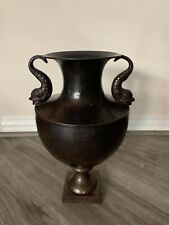 classic vintage brass two fish handle brown copper Urn 15