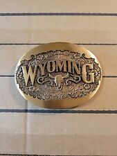 Vintage Wyoming 1st Edition, Solid Brass Belt Buckle  picture
