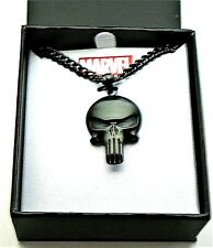 Marvel The Punisher Black Anodized Skull Logo Necklace Pendant New NOS 2018 Box picture