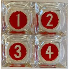 4 Vintage Numbered Clear Glass Square Ashtrays picture