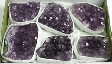 6 Pc Lot Flat Amethyst Crystal Geode Cluster - 2 lbs 12 oz -  Bulk  - AMY274 picture