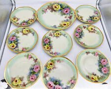 MZ Altrohlau Czechoslovakia Dessert Cake Plate Set Art Nouveau Floral Handpaint picture