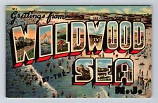 Wildwood By The Sea NJ-New Jersey, LARGE LETTER Greetings Vintage Postcard picture