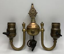 Antique BRYANT Double Socket Key Paddle Lamp Brass Cluster Vintage LAMP PARTS picture