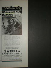 1940 SWITLIK QUICK ATTACHABLE PARACHUTE vintage SAFETY CHUTE Trade print ad picture