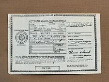 #12 Vtg 1963 Mercury 4-Door Missouri Car Title Collectable Historical Document picture