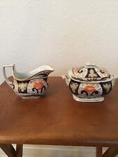 Antique London shape New Hall? Imari design Sugar And Creamer Early 1800’s picture