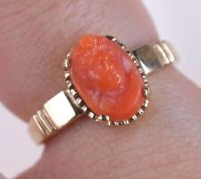 sz5 Antique 14k gold coral cameo ring picture