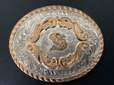 Letter S initial Custom Silver Plated Belt Buckle by Montana Silversmiths picture